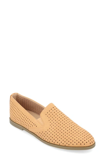 Shop Journee Collection Lucie Perforated Flat Loafer In Tan