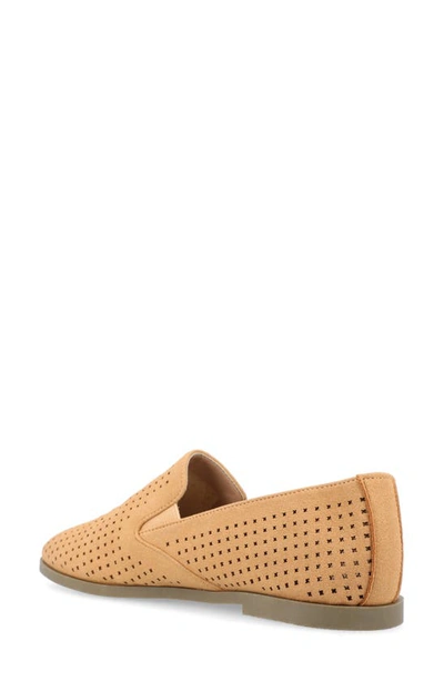 Shop Journee Collection Lucie Perforated Flat Loafer In Tan