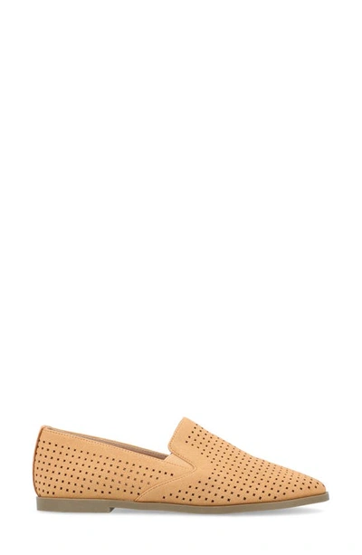 Shop Journee Collection Lucie Perforated Flat Loafer In Tan