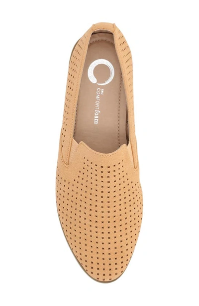 Shop Journee Collection Lucie Perforated Flat Loafer In Tan