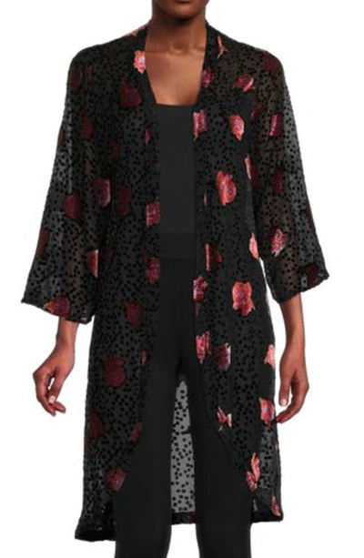 Saachi Rose Velvet Burnout Ruana In Black