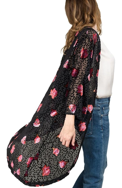 Saachi Rose Velvet Burnout Ruana In Black