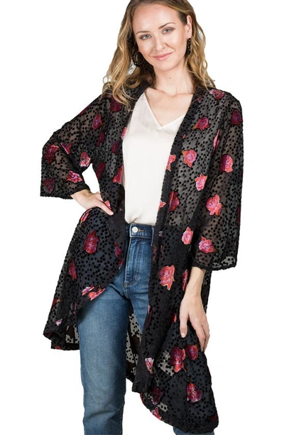 Saachi Rose Velvet Burnout Ruana In Black