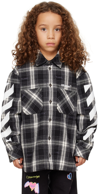 Off-white Checked Cotton-blend Flannel Shirt In Black White