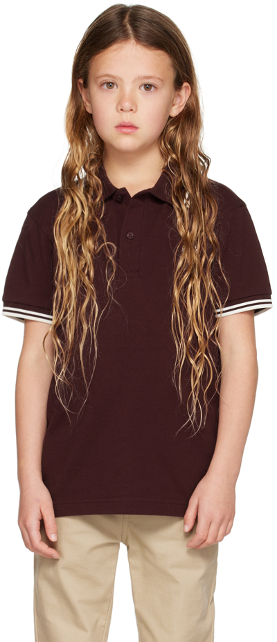Shop Fred Perry Kids Burgundy Twin Tipped Polo In 597 Oxblood