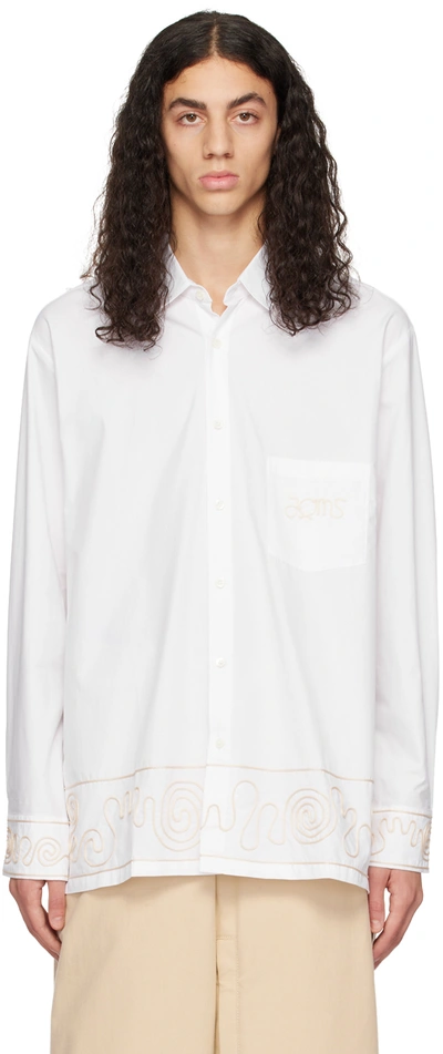 Shop Jacquemus White Embroidered Shirt In White/beige Embroide