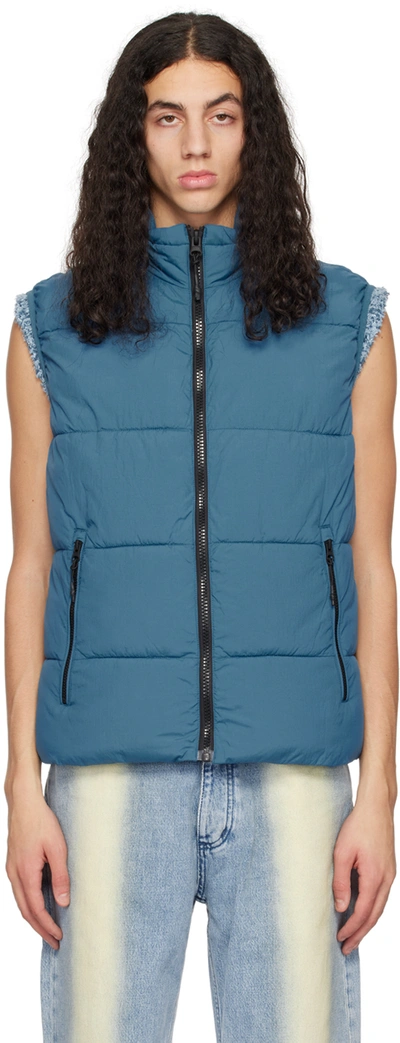 Shop The Very Warm Blue Puffer Vest In Blue Steel