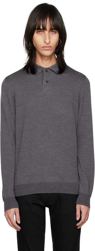 Shop Apc Gray Jerry Polo In Plc Heathered Anthra