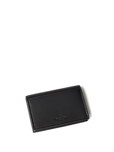 Shop Valentino Vltn Leather Wallet In Black