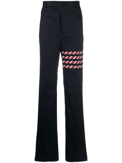Shop Thom Browne 4 Bar Stripe Straight-leg Trousers In Blue