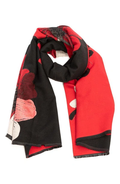 Saachi Floral Print Reversible Scarf In Red
