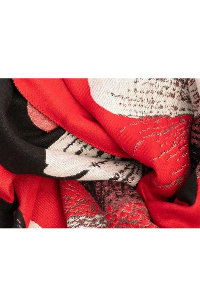 Saachi Floral Print Reversible Scarf In Red