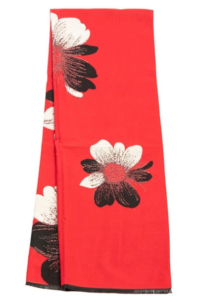 Saachi Floral Print Reversible Scarf In Red