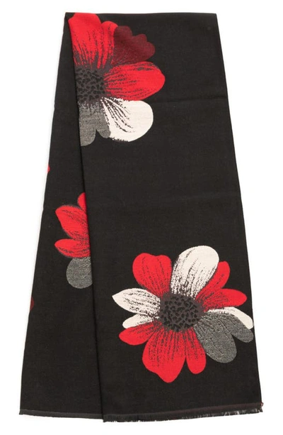 Saachi Floral Print Reversible Scarf In Red
