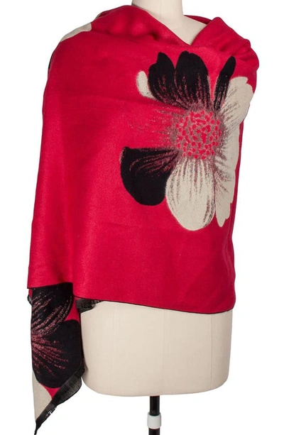 Saachi Floral Print Reversible Scarf In Red