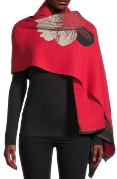 Saachi Floral Print Reversible Scarf In Red
