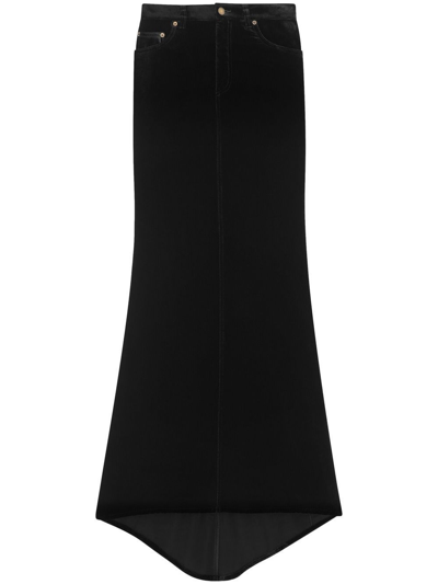 Shop Saint Laurent Velvet-effect Mermaid Skirt In Black