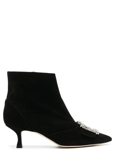 Manolo Blahnik Beylow Crsytal-embellished Ankle Boots