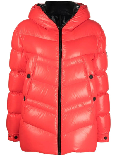 Shop Moncler Claire Hooded Padded Coat In Red