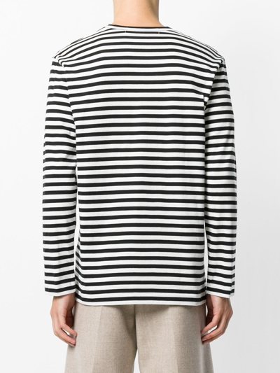 Shop Comme Des Garçons Cotton Logo Long Sleeve Striped T-shirt In Black