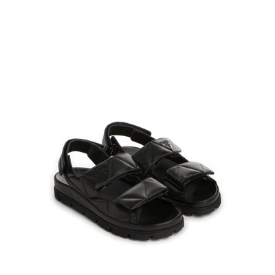 Shop Prada Lambskin Leather Sandals In Black