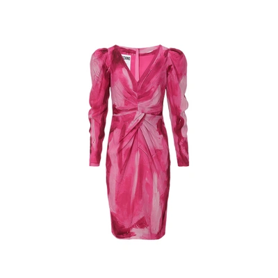 Shop Moschino Draped Dress In Rose