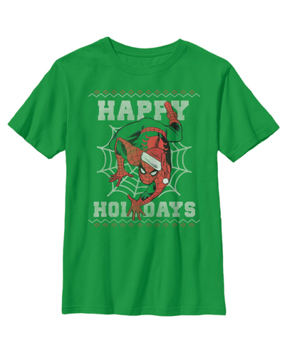 Shop Marvel Boy's  Christmas Spider-man Web Child T-shirt In Kelly Green