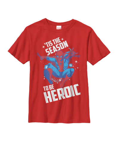 Shop Marvel Boy's  Christmas Spider-man Heroic Season Child T-shirt In Red