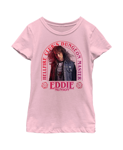 Shop Netflix Girl's Stranger Things Hellfire Club Dungeon Master Eddie Child T-shirt In Light Pink