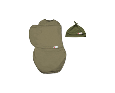 Shop Embe Baby Boys Hat And Starter Swaddle Original Bundle In Moss
