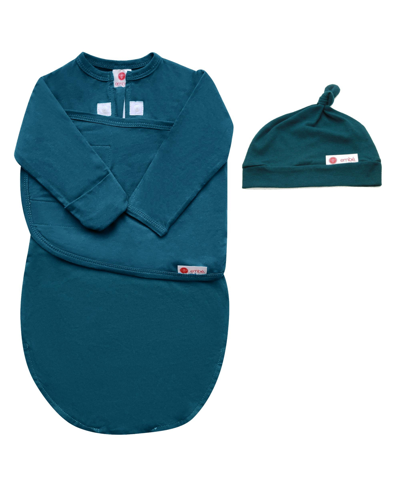 Shop Embe Infant Hat And Long Sleeve Swaddle Sack Bundle In Spruce