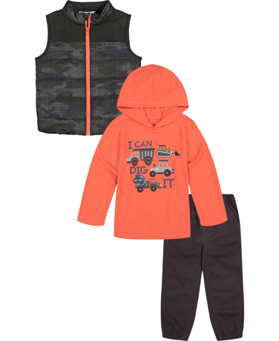 Shop Kids Headquarters Baby Boys T-shirt, Camo Vest And Twill Joggers, 3 Piece Set In Green