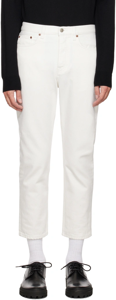Shop Harmony Off-white Button Jeans In 046 Off White