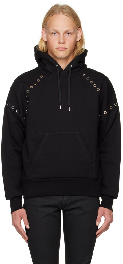 Alexander Mcqueen Eyelets Hooded Sweatshirt In 1000 Black