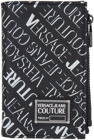 Versace Jeans Couture Black Piece Number Logo Wallet In El01 Black/white |  ModeSens
