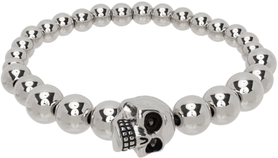 Shop Alexander Mcqueen Silver Skull Bracelet In 446 Mcq0911sil.v.b A