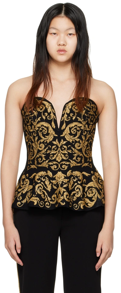 Shop Moschino Black & Gold Baroque Camisole In A1555 Fantasy Print