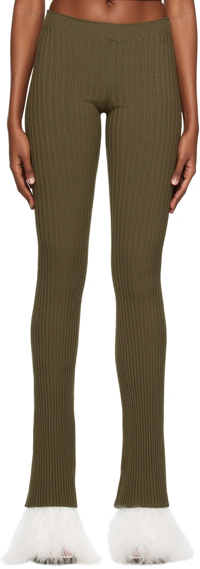 Andreädamo Khaki Flare Trousers In 006 1106 Amazonia