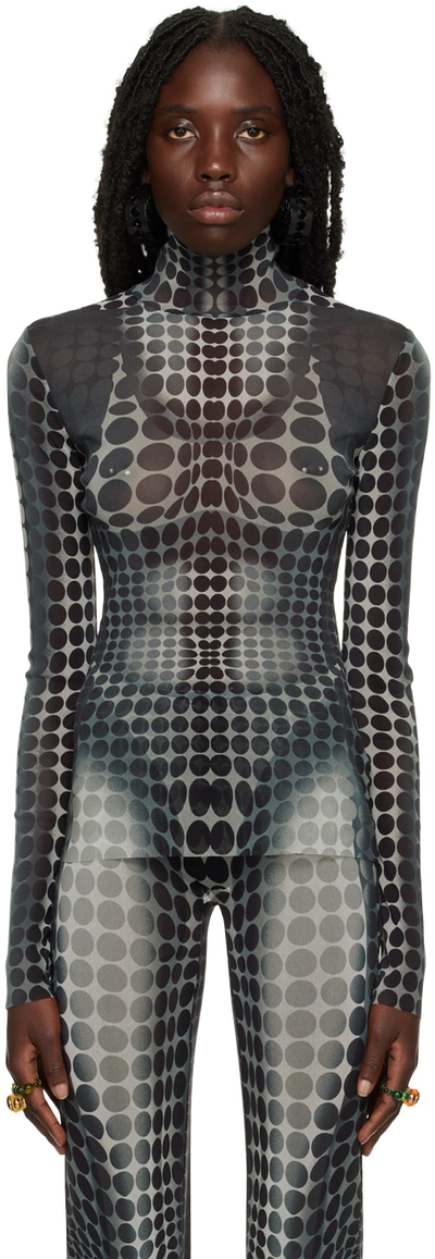 Shop Jean Paul Gaultier Ssense Exclusive Gray Dots Turtleneck In 010200 White/grey/bl