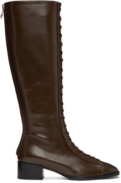 Shop Aeyde Brown Pattie Boots In Moka