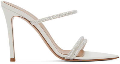 Shop Gianvito Rossi White Cannes Heeled Sandals In White+white