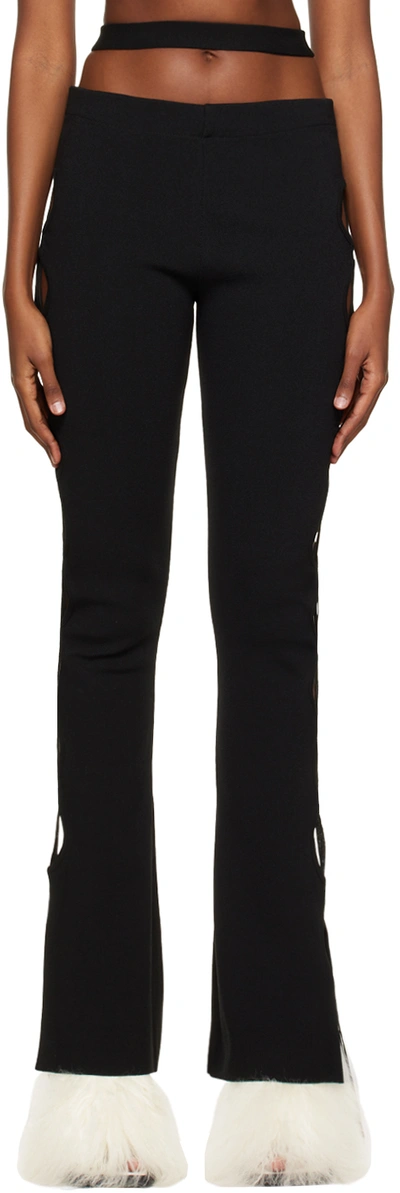 Shop Andreädamo Black Cutouts Trousers In 004 0473 Black