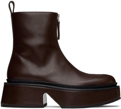 Shop Jil Sander Brown Wedge Platform Boots In 206 Sacher
