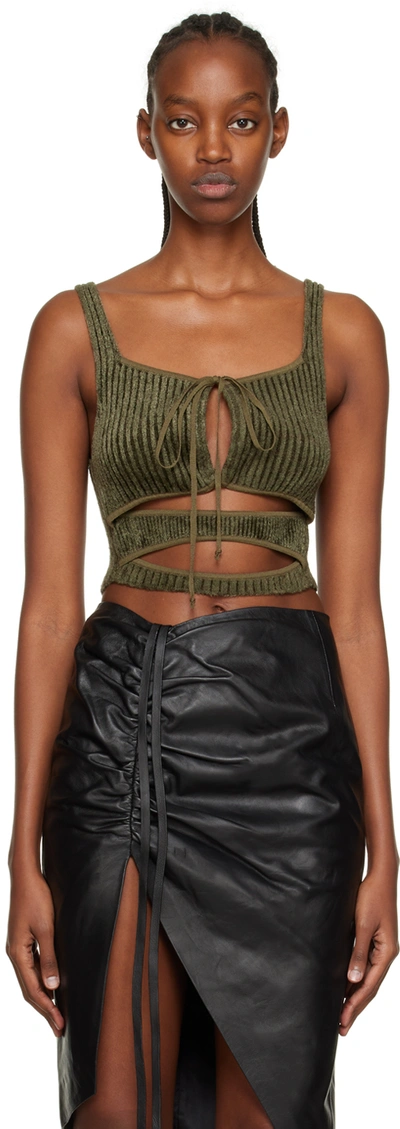 Andreädamo Khaki Cutout Tank Top In 006 1106 Amazonia