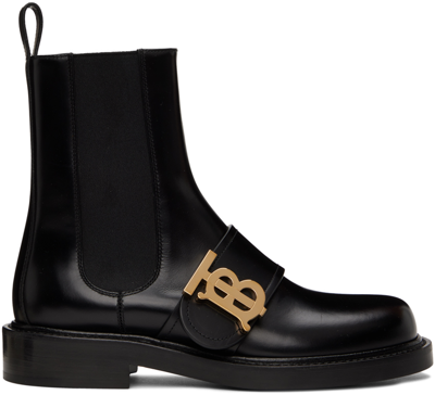 BURBERRY BLACK MONOGRAM CHELSEA BOOTS 
