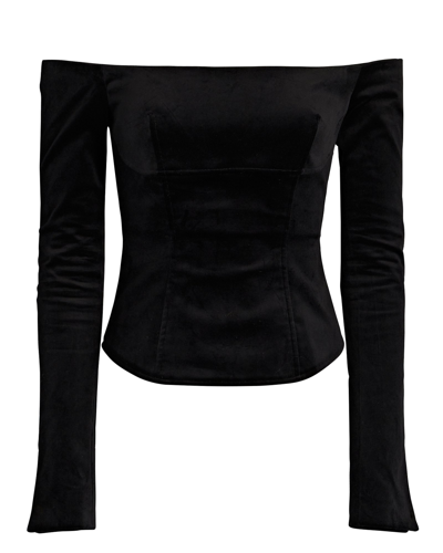 Shop A.l.c Cassie Off-the-shoulder Velvet Top In Black