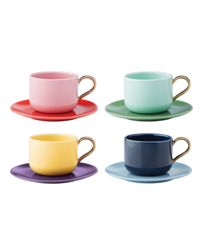 Shop Kate Spade Make It Pop Cup Saucer 8 Piece Set, Service For 4 In Yellow