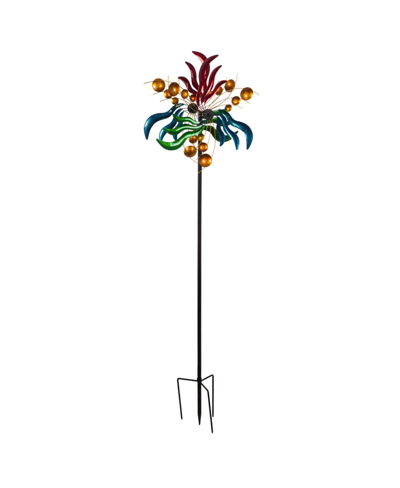 Shop Evergreen 84" Wind Powered Lighted Wind Spinner, Circles & Waves In Multicolored