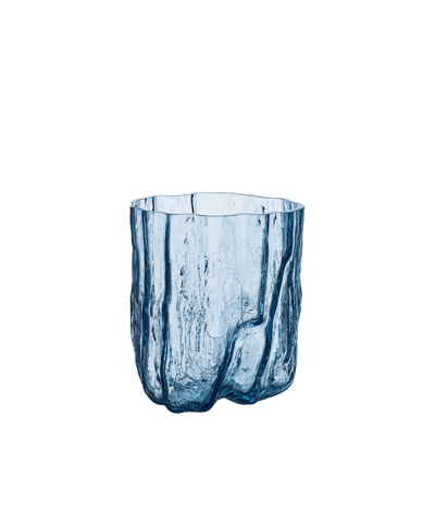 Shop Kosta Boda Crackle Tall Circular Vase In Blue