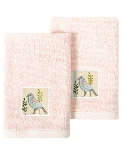 Linum Home Turkish Cotton Belinda Embellished 2-pc. Fingertip Towel Set In Blush